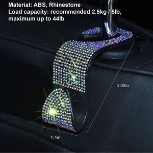 4 PK - Vehicle Headrest Hooks - Blinged Out!